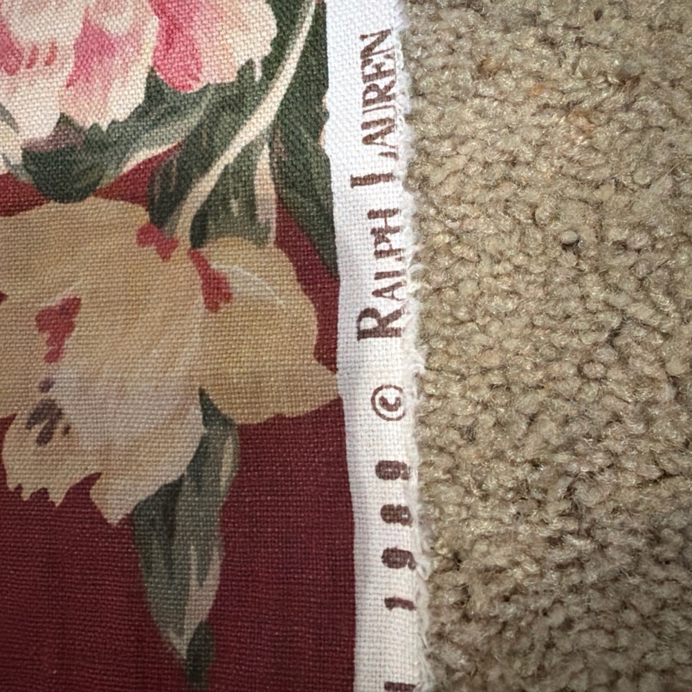 Rare RALPH LAUREN KNIGHTSBRIDGE Red Beige Floral 54X108 3 Yd Home Decor Fabric - Picture 5 of 9